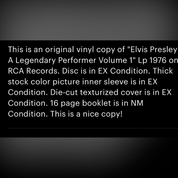 Elvis A Legendary Performer Volume 1 LP + Book RCA CPL1-0341 not opened - Mint - Picture 5 of 5